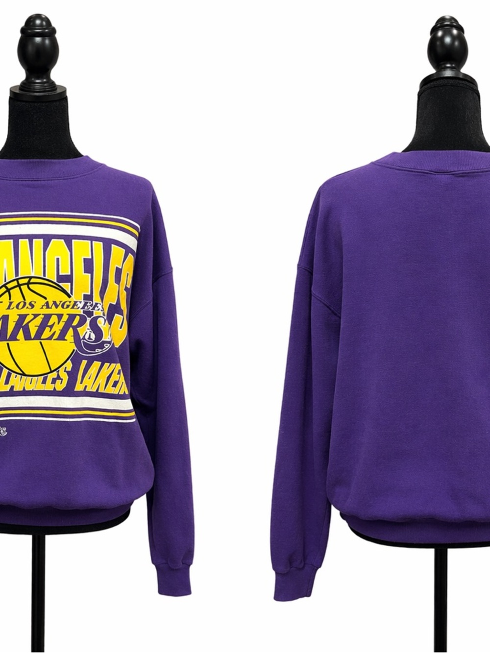 Vintage Hanes Purple Los Angeles Lakers Graphic Crewneck Sweatshirt